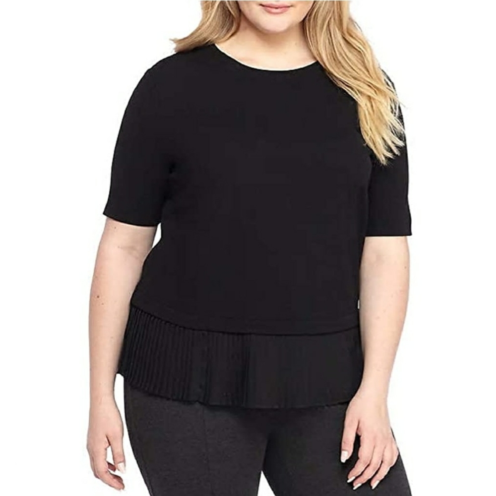 The Limited Womens Plus Elbow Sleeve Pleated Hem